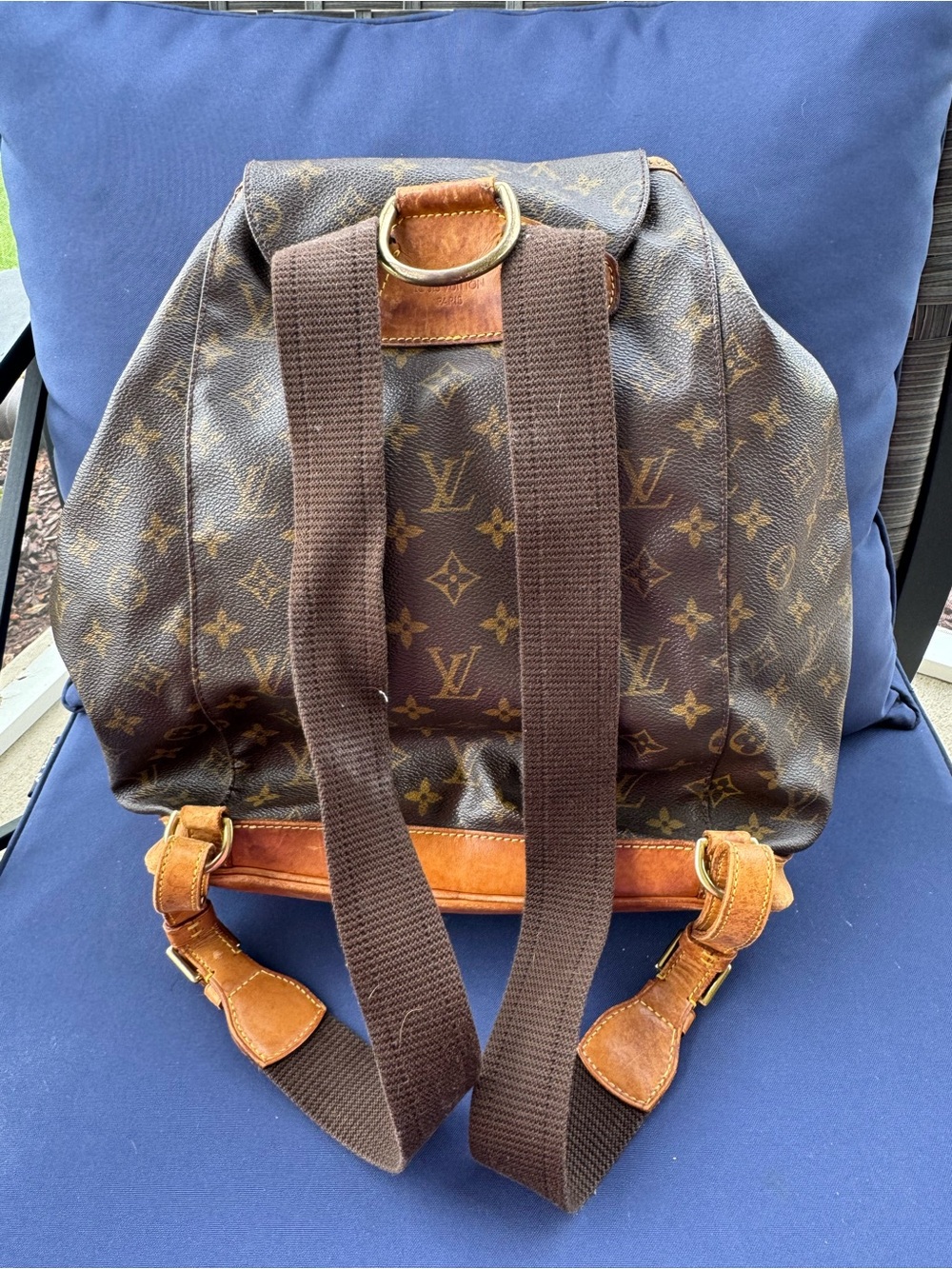 Louis Vuitton Brown Monogram Canvas Drawstring Backpack with Tan Leather Trim - Picture 2 of 12